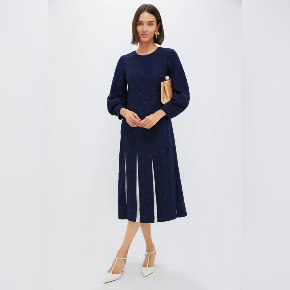 Tuckernuck Midnight Navy Lace Long-Sleeve Midi Dress